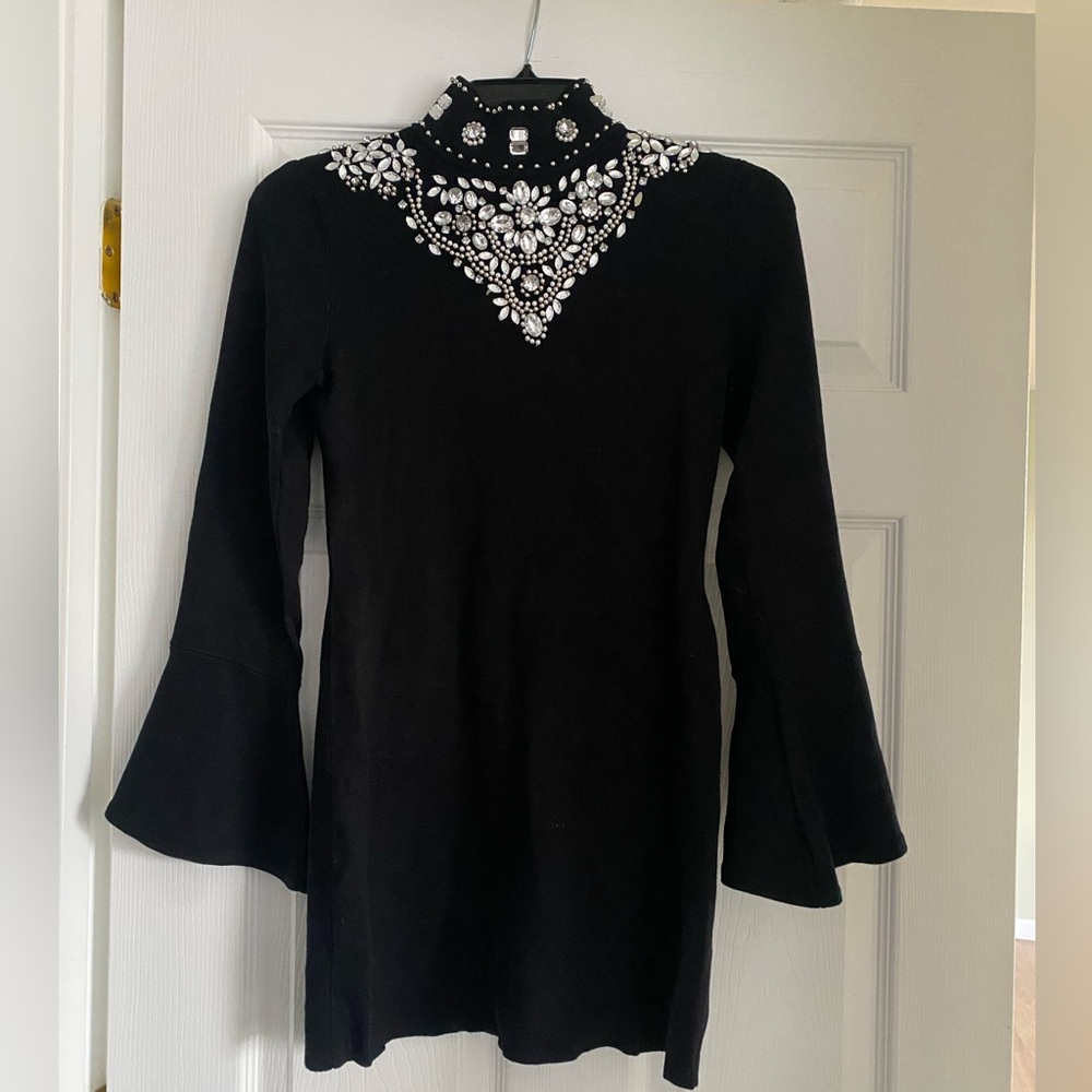 INC International Concepts black embellished top
